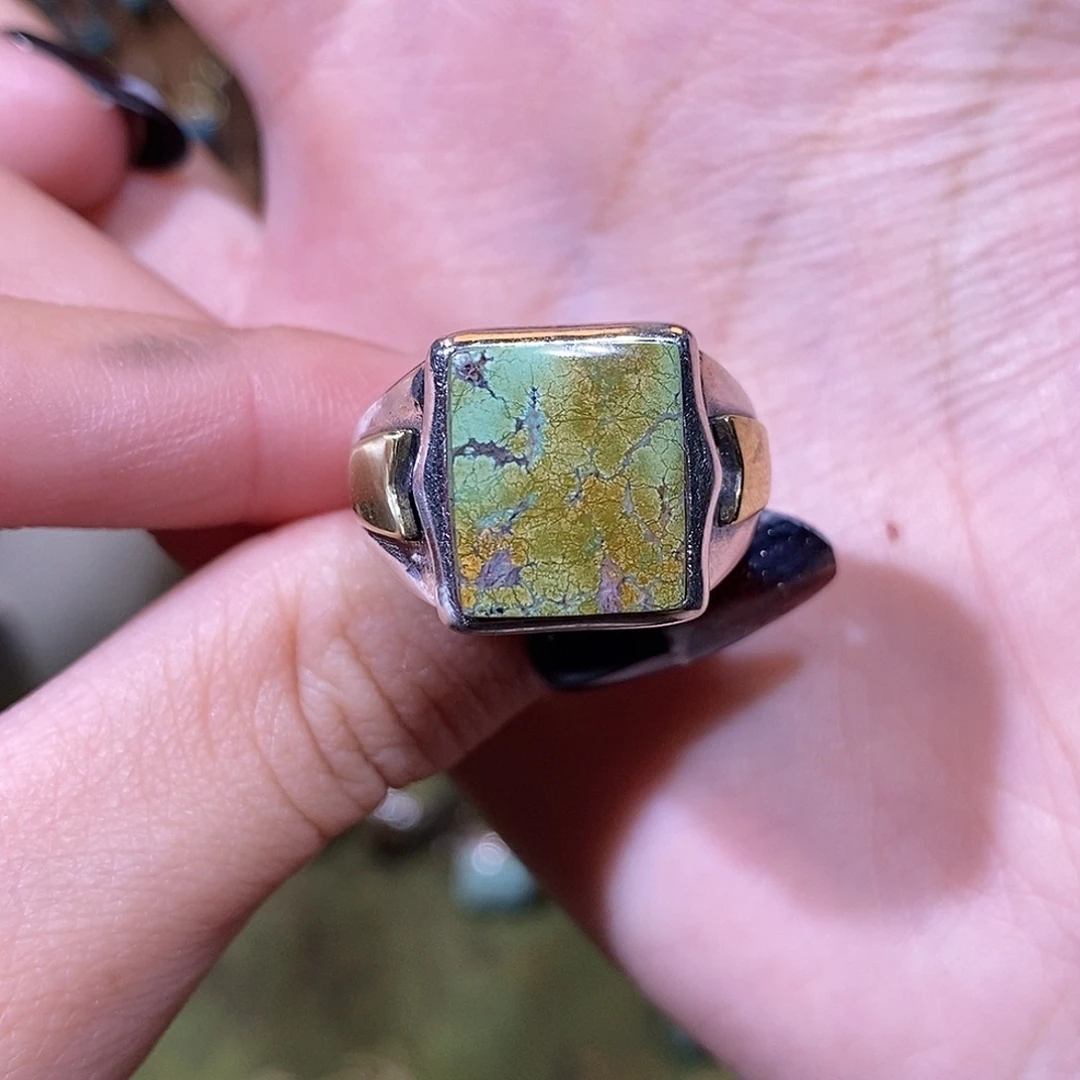 绿松石银S925镶嵌戒指