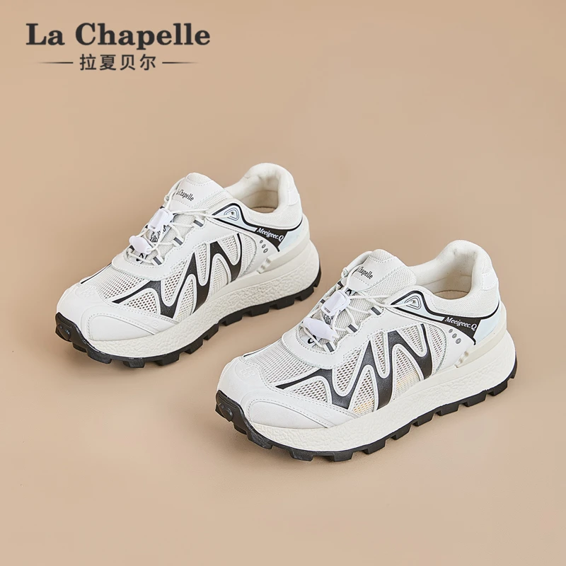 拉夏贝尔运动鞋女鞋慢跑鞋网面透气登山鞋轻便休闲复古老爹鞋子
