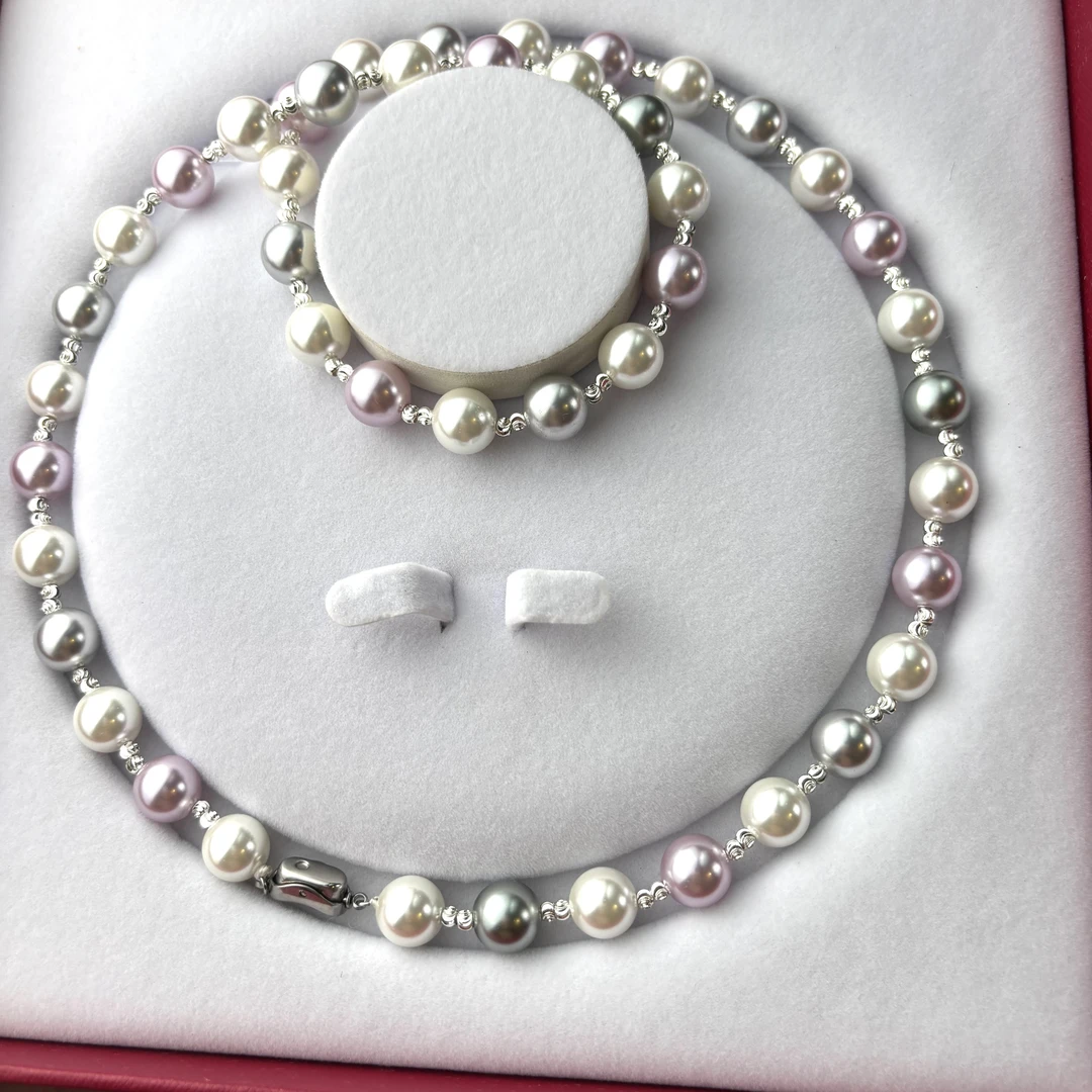 合金仿珍珠项链 元宝扣三色满天星长款毛衣链60公分气质