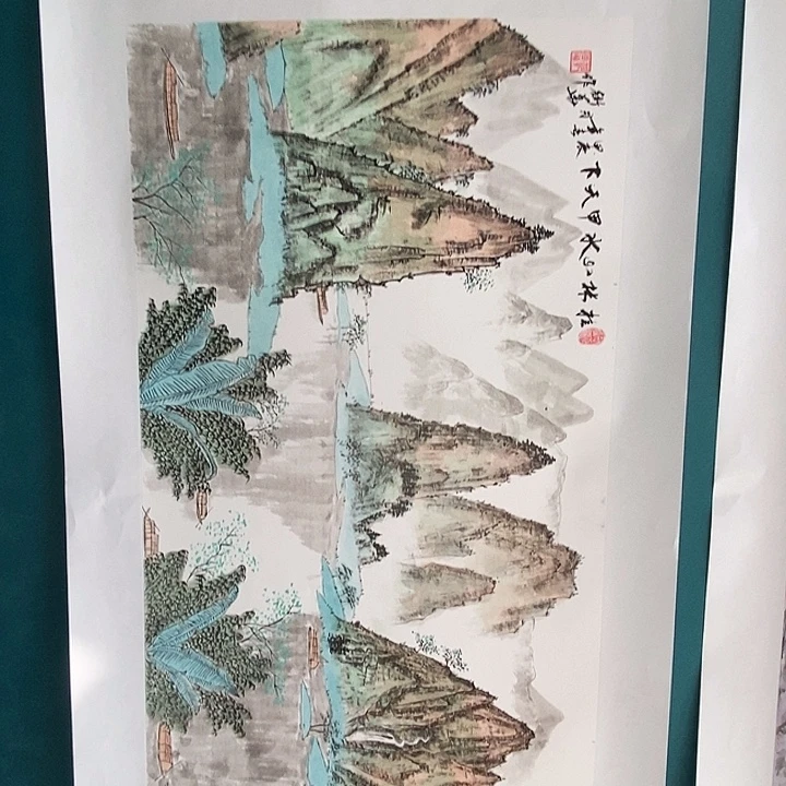 国画三尺横幅手绘山水