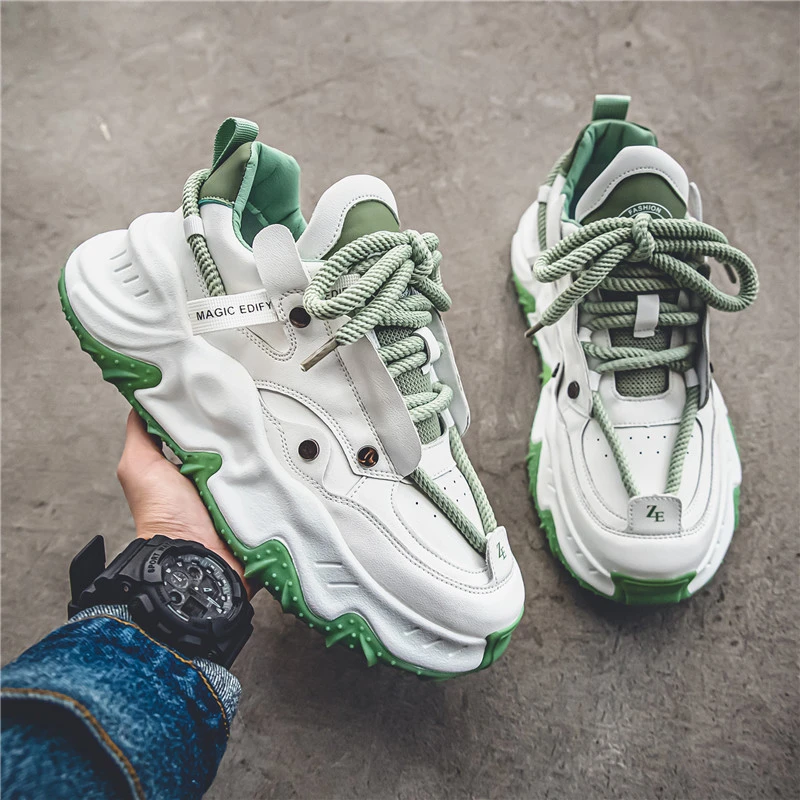 男鞋2025新款秋季潮流百搭休闲跑步运动鞋青少年厚底增高老爹潮鞋