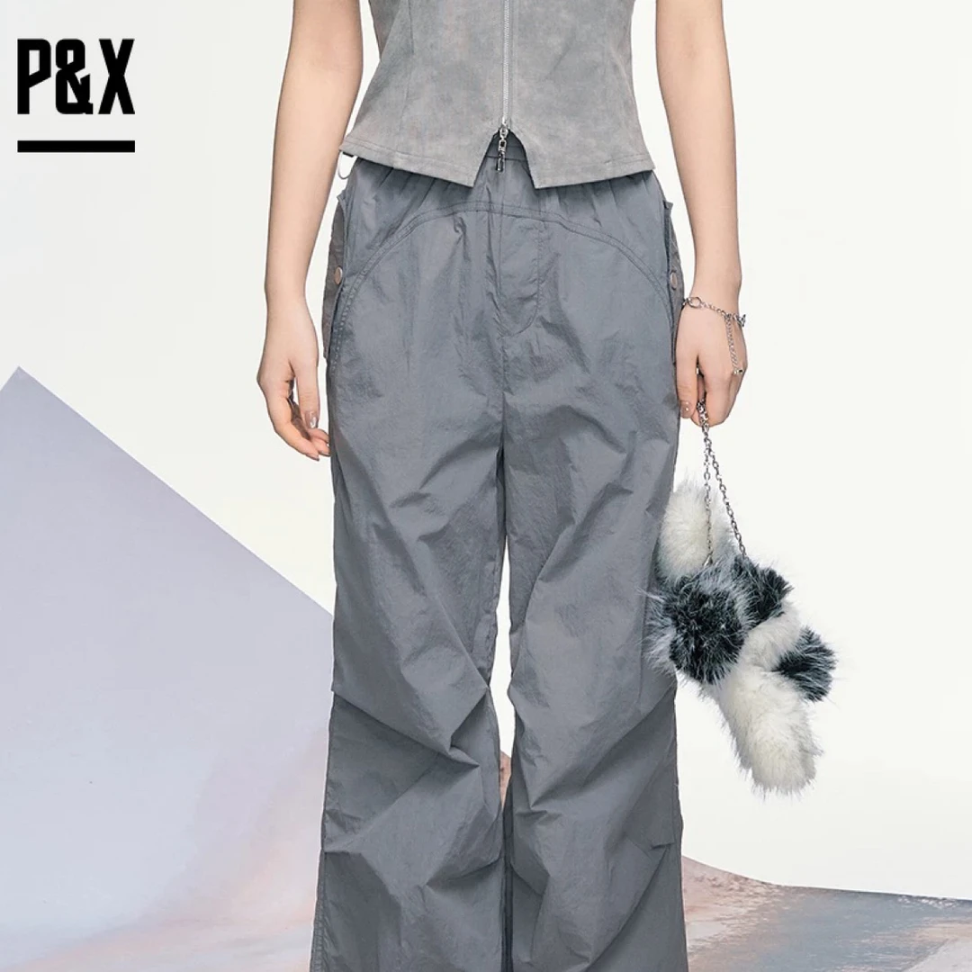 P&X【有机碰撞】 美式速干运动裤子夏季薄款2025新款阔腿登山裤女