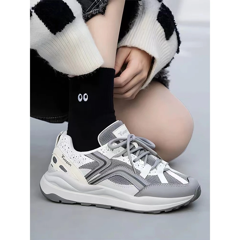 TP052 灰色 休闲运动阿甘鞋女2024新款潮流百搭运动老爹鞋