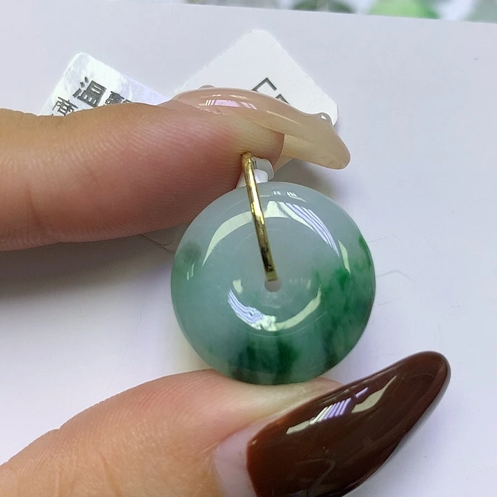 翡翠18K金镶嵌颈饰纯缅甸天然翡翠 扣子