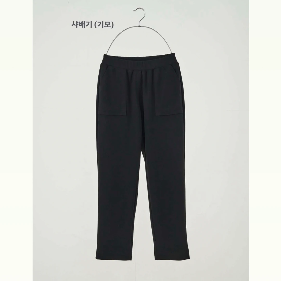 女王韩国正品#1467加绒西裤8分哈伦直筒魔法弹力显瘦92cm