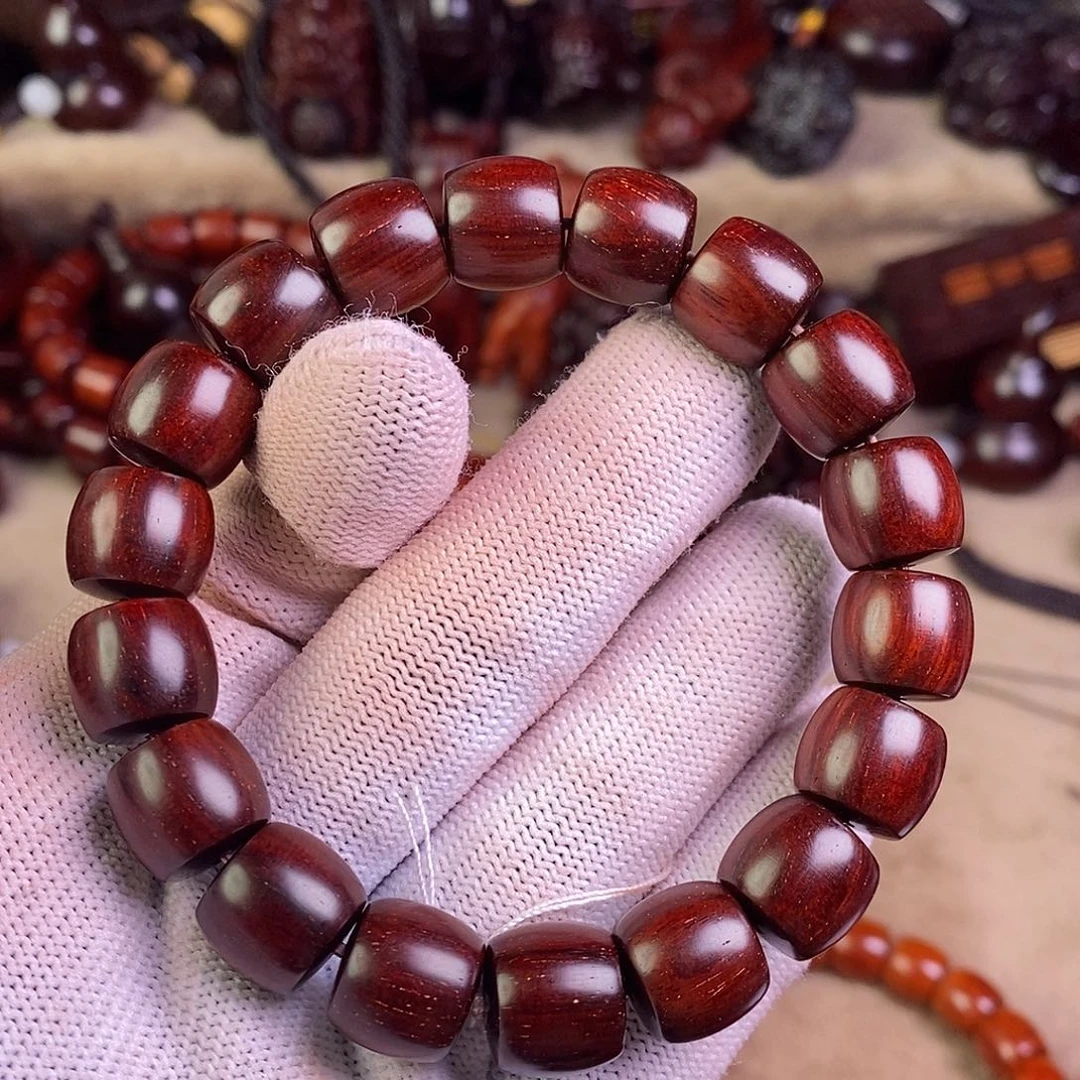 小叶紫檀手串/手链建**边无胶无蜡12直切鱼鳞泥料