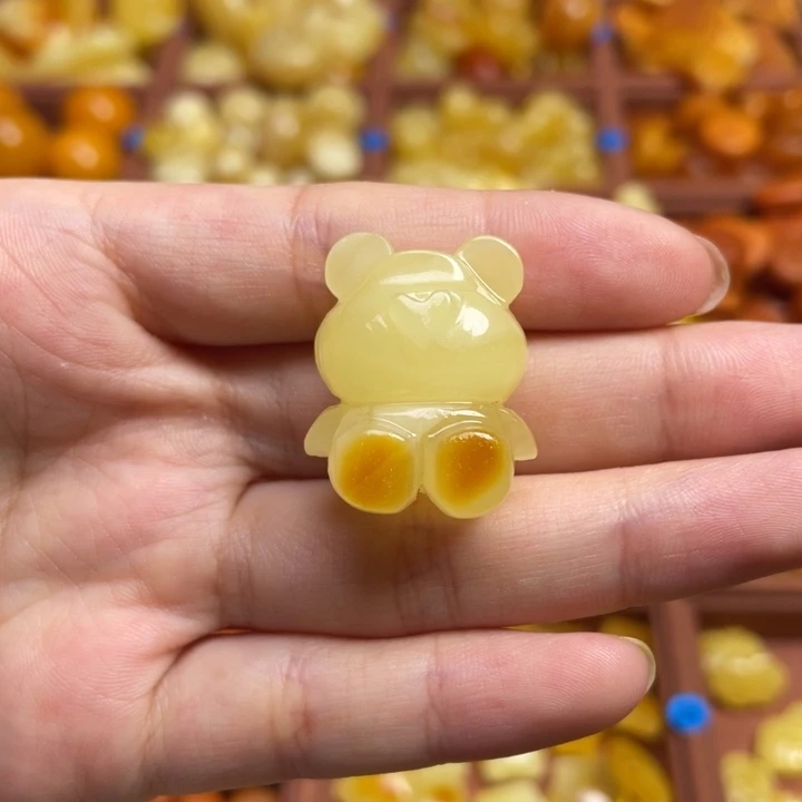 木***s蜜蜡未镶嵌珠宝奇石小熊（天然蜜蜡微瑕）