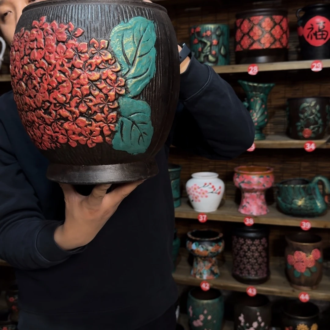 带孔高端浮雕花盆炸炸炸