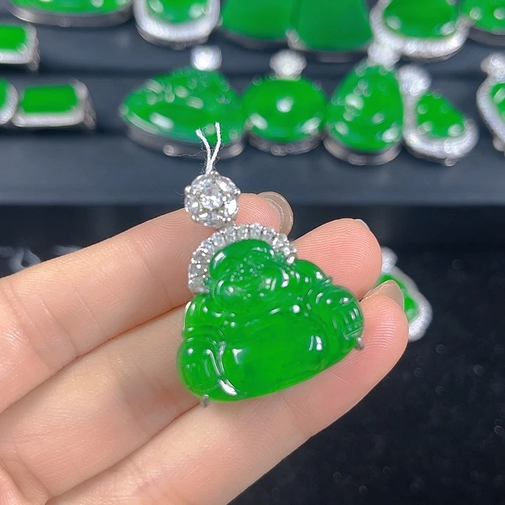 吊坠(不含链)银S925镶嵌翡翠
