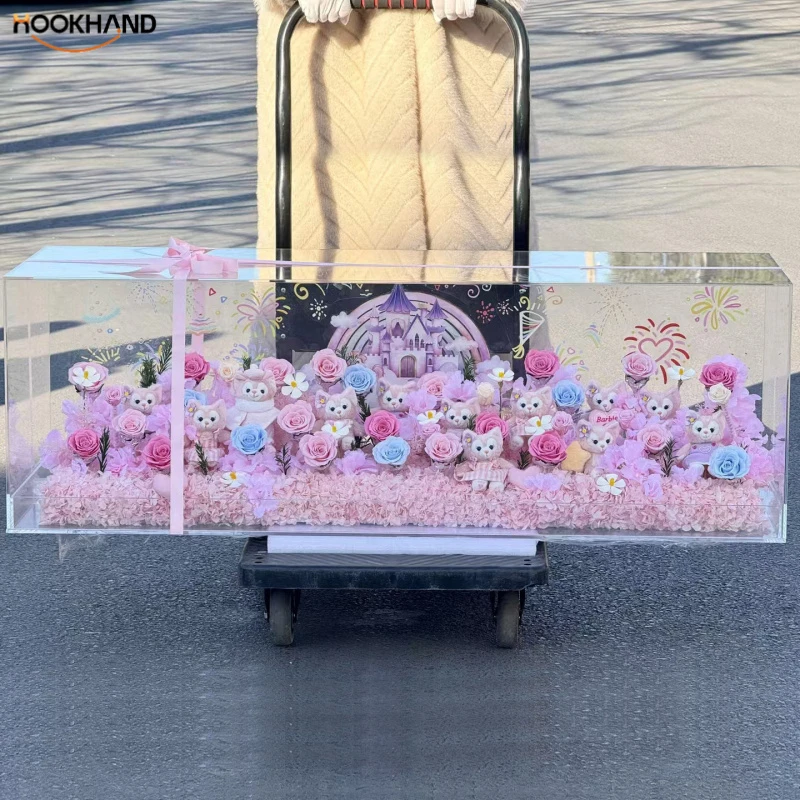 网红热销款永生花玲娜贝儿星黛露雪莉玫饼饼Kitty玩偶玫瑰花礼盒