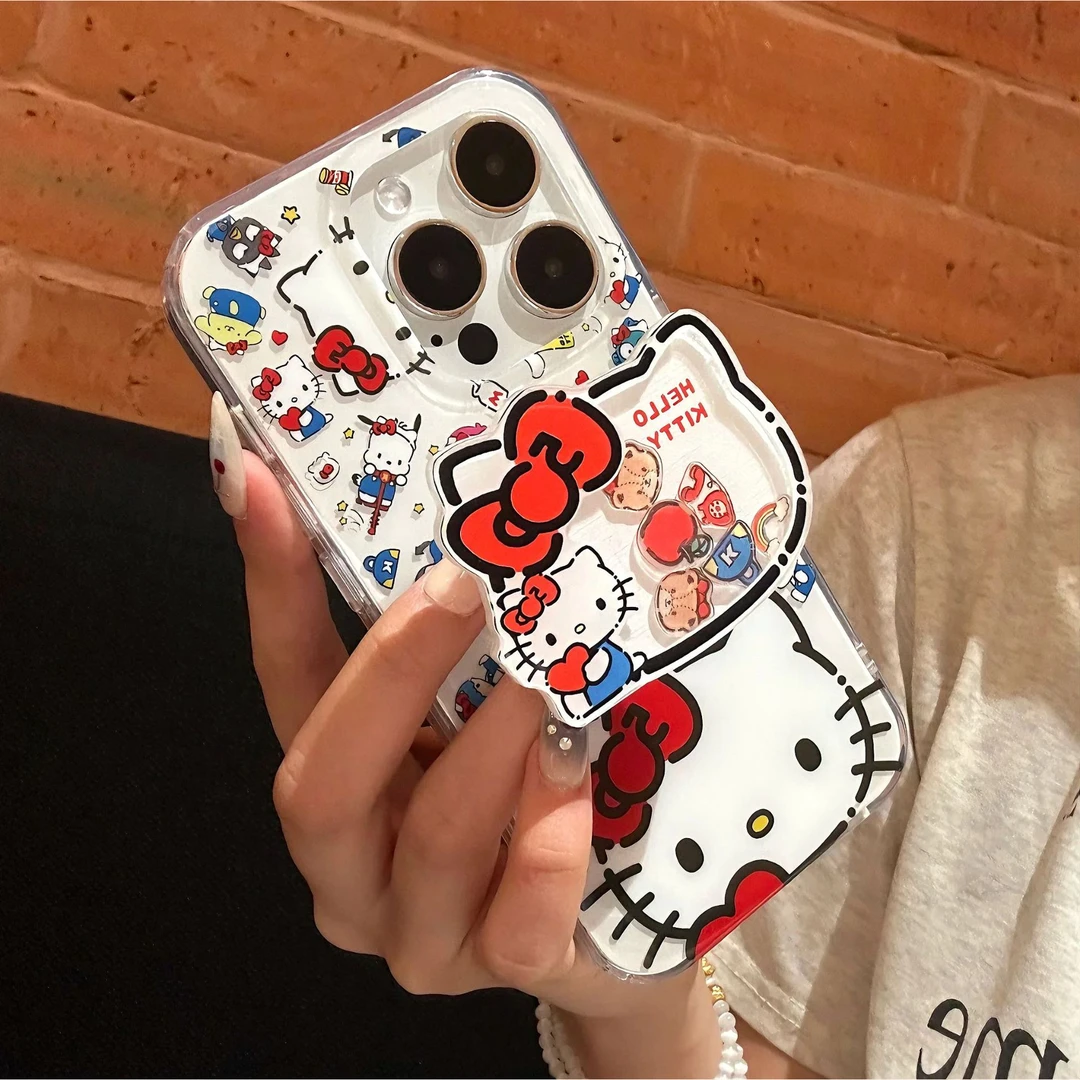 大孔支架卡通凯蒂适用苹果16手机壳iphone15promax防摔13个性14女