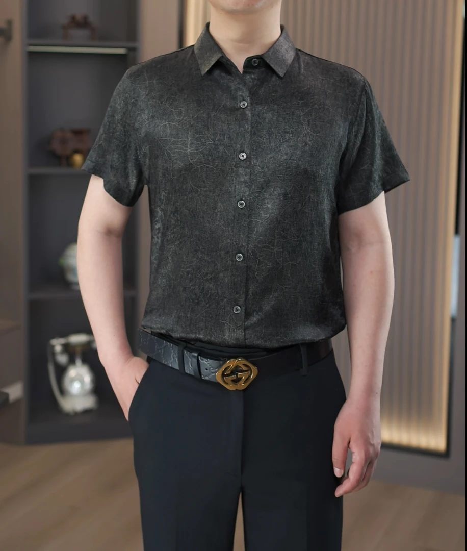 【正品专属】桑蚕丝夏季男士桑蚕丝透气吸汗不贴身高端衬衫