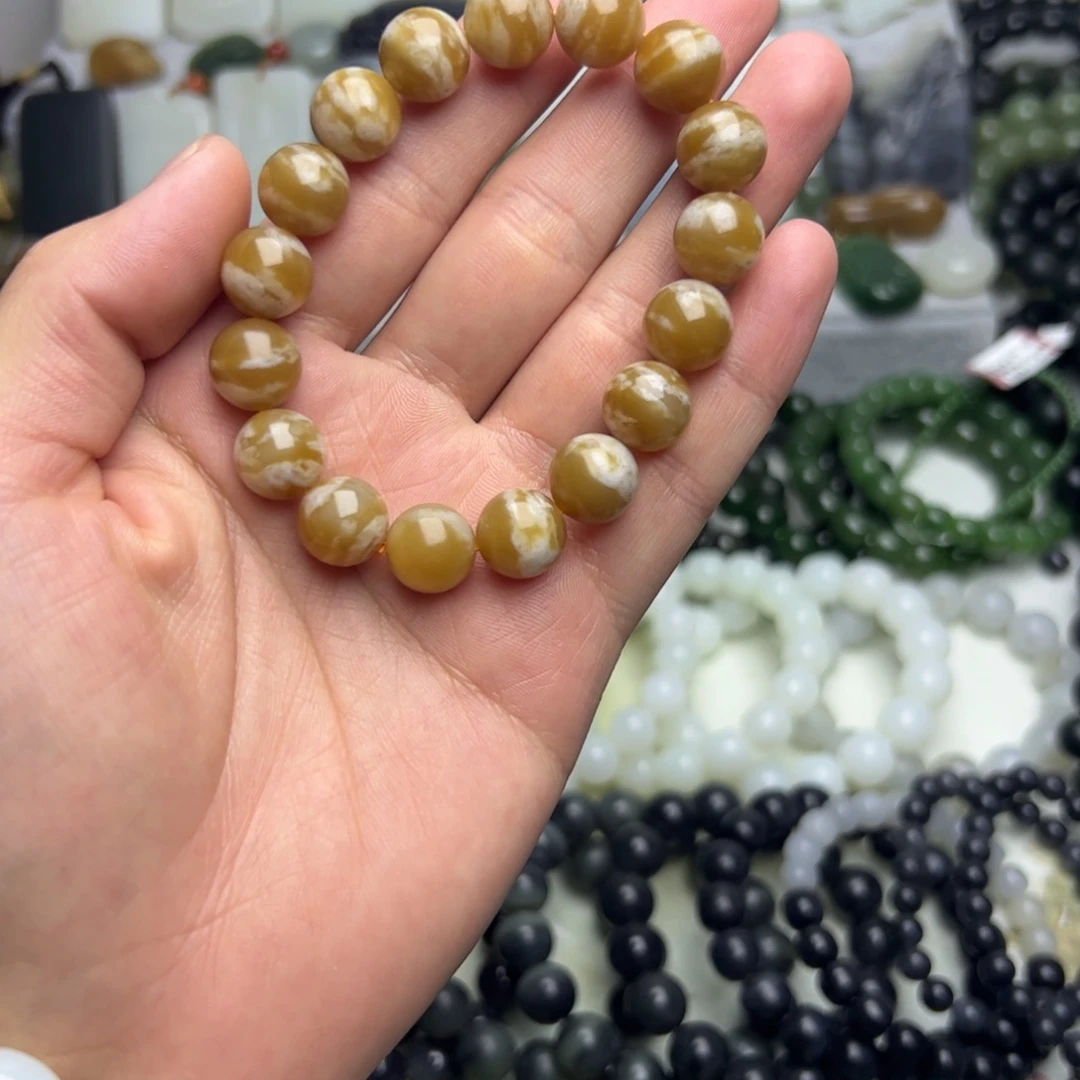 和田玉（糖玉）未镶嵌手链新疆且末糖一至特细高油