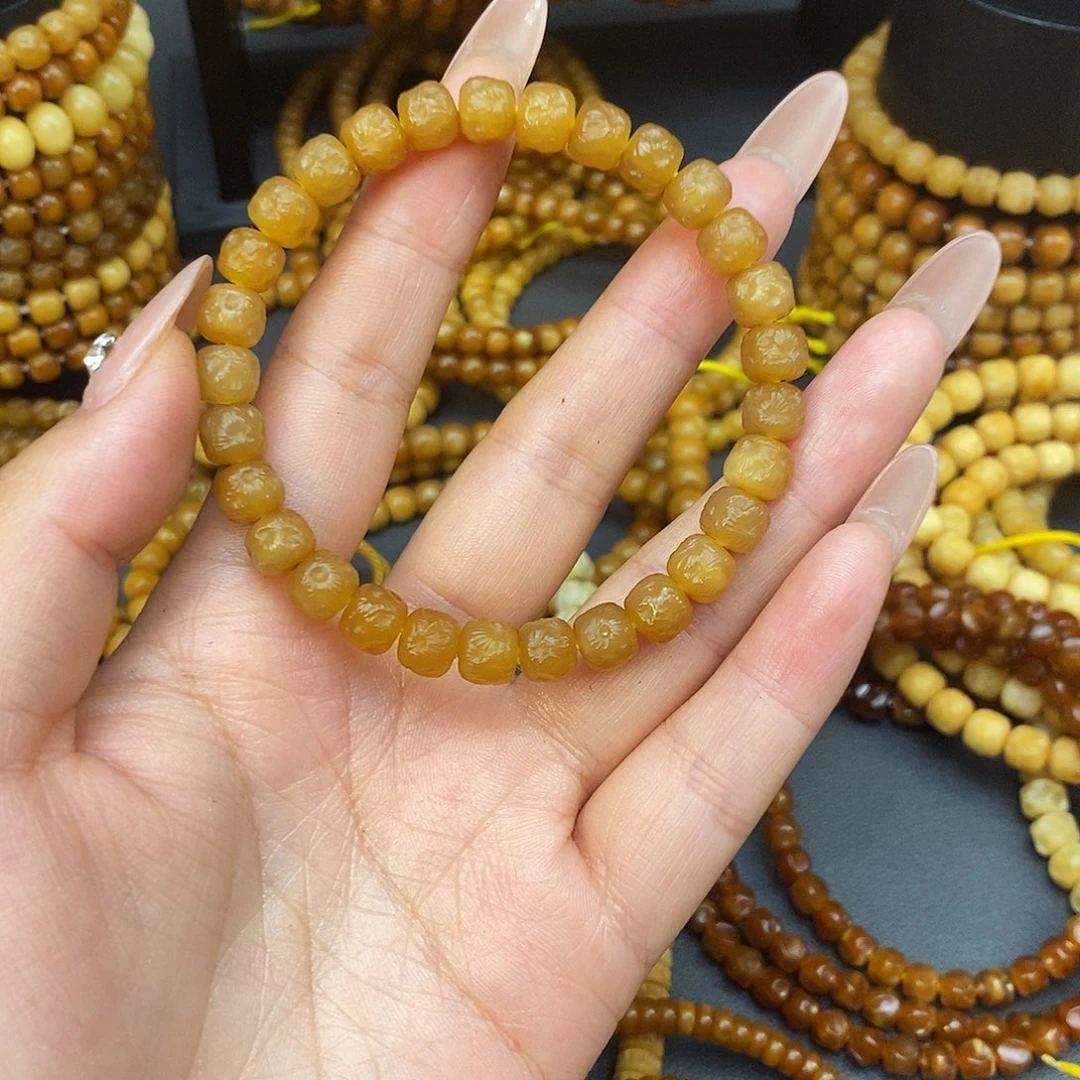 龙眼菩提手串左**右龙脊菩提全透烟花单圈卡7➕