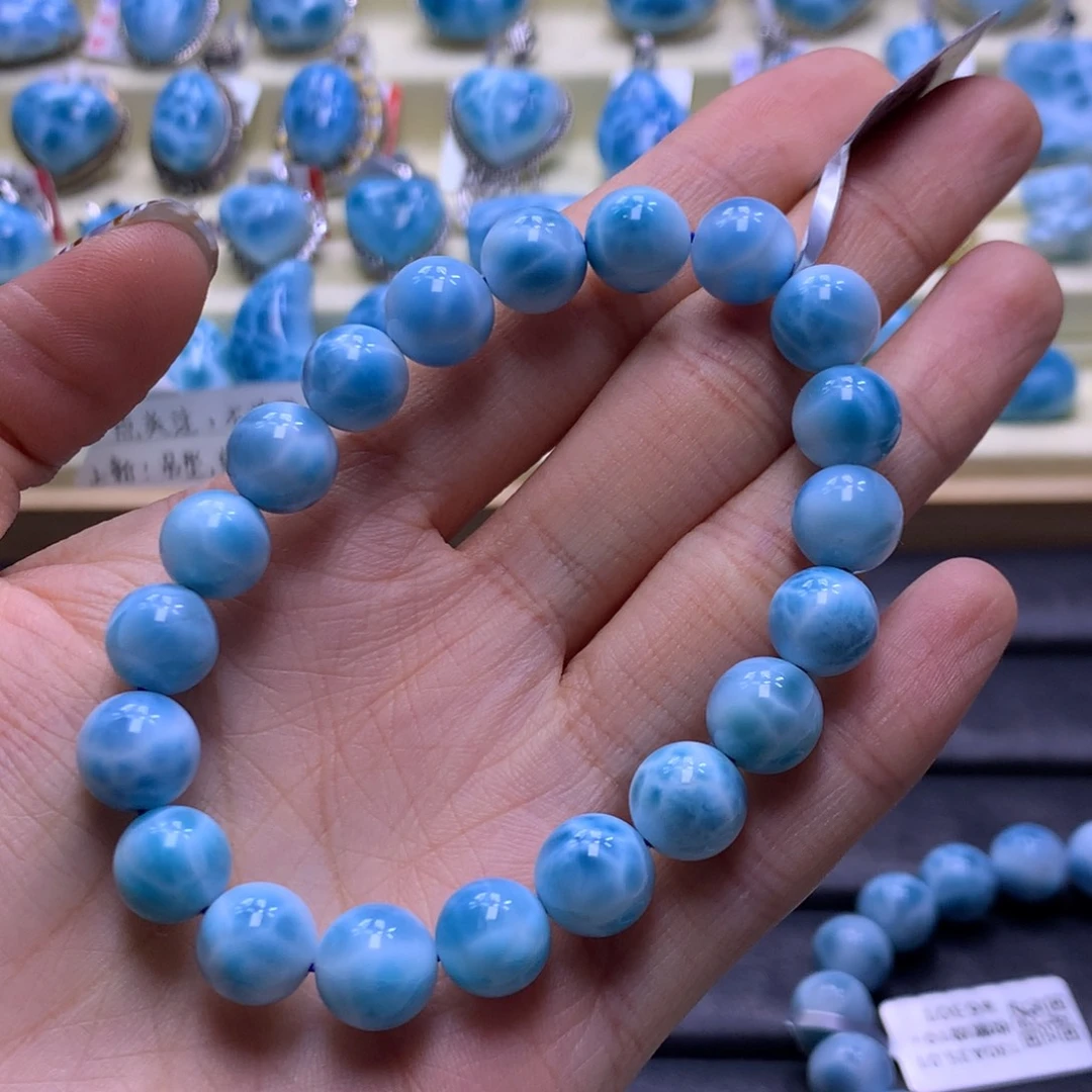 针钠钙石（海纹石）未镶嵌手链精品10mm手串色差略异