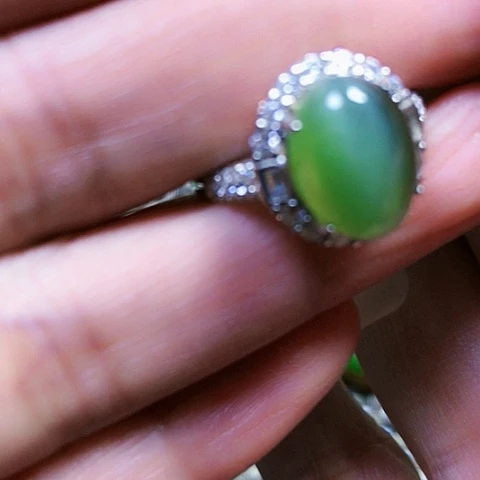 和田玉银S925镶嵌戒指