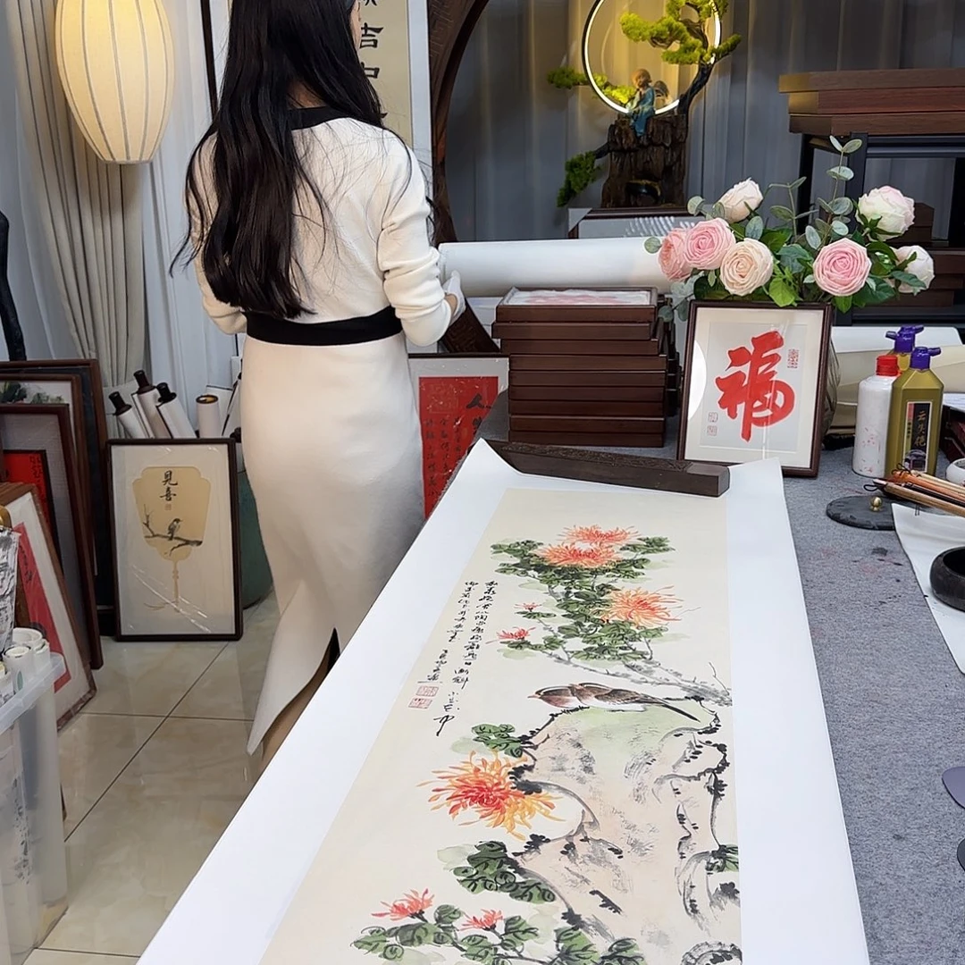 国画伊人阳亮四条屏