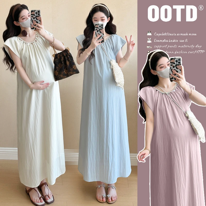 孕妇装女2025新款爆款洋气连衣裙夏装高级韩版夏季宽松潮妈连衣裙