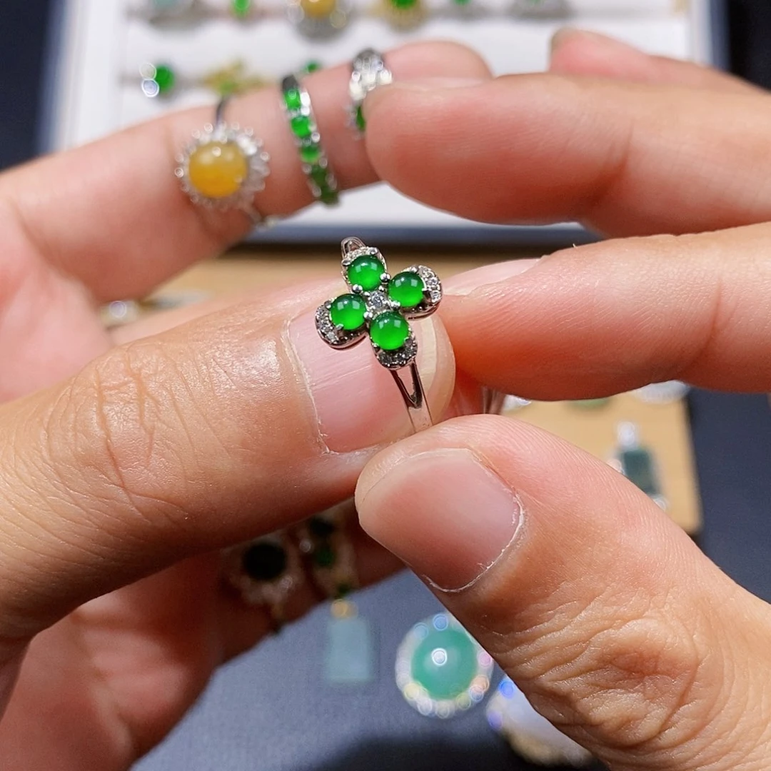 银S925镶嵌戒指翡翠戒指