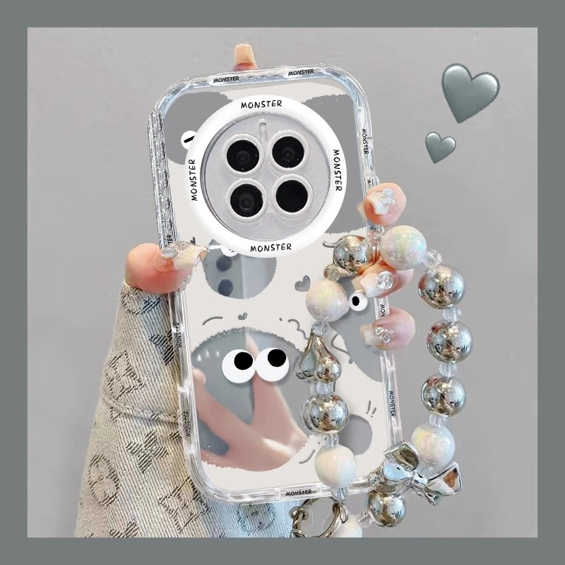 镜面煤球适用华为mate70pro手机壳新款卡通m50手链女高级p80防摔