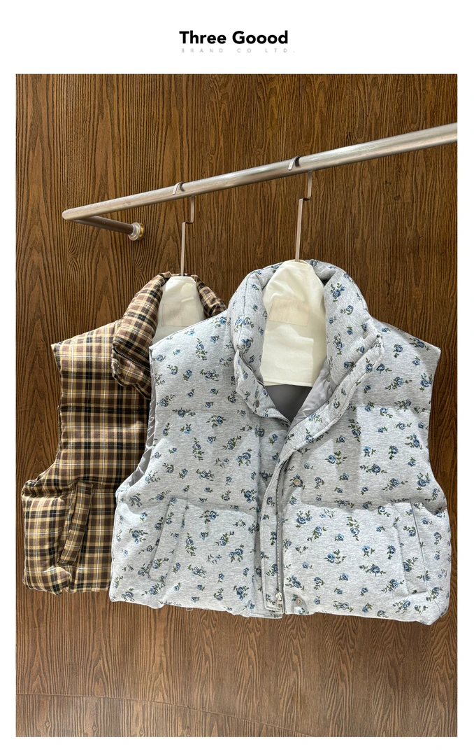 THREE GOOOD/三吉《年终放价》90白鸭绒特殊面料面包马甲YY240910