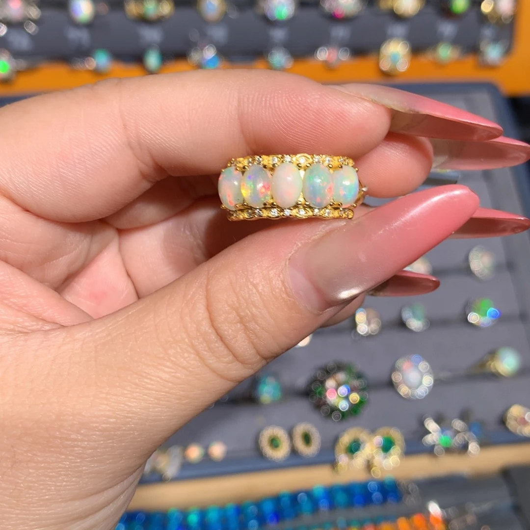 银S925镶嵌欧泊 欧泊戒指l