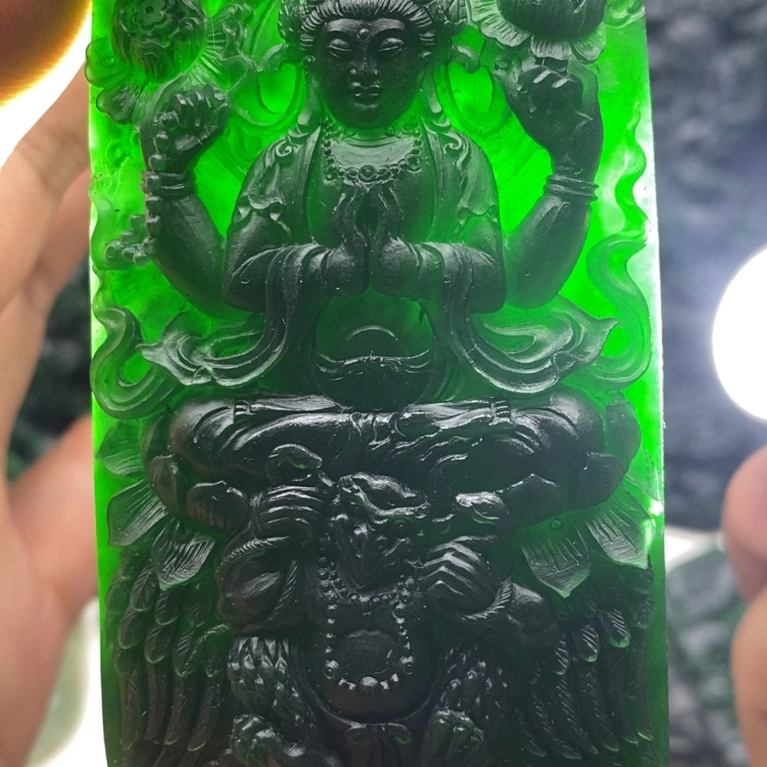 定制翡翠未镶嵌天然翡翠A货四臂观音