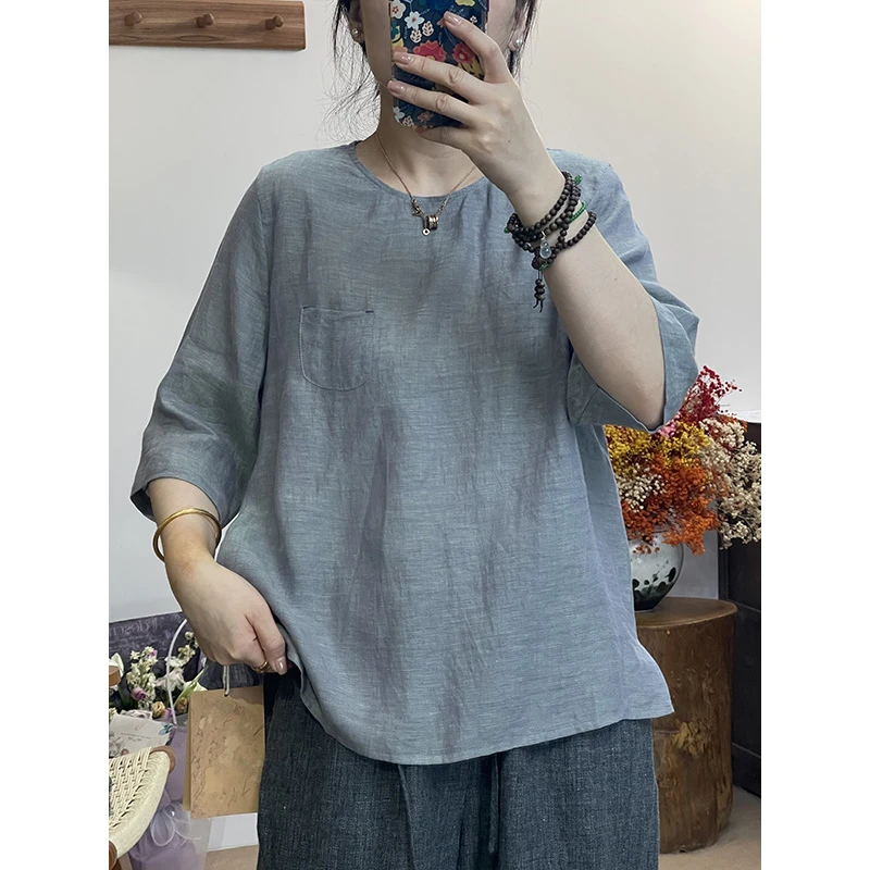 DaoZi/丹丹 休闲汉麻上衣 005