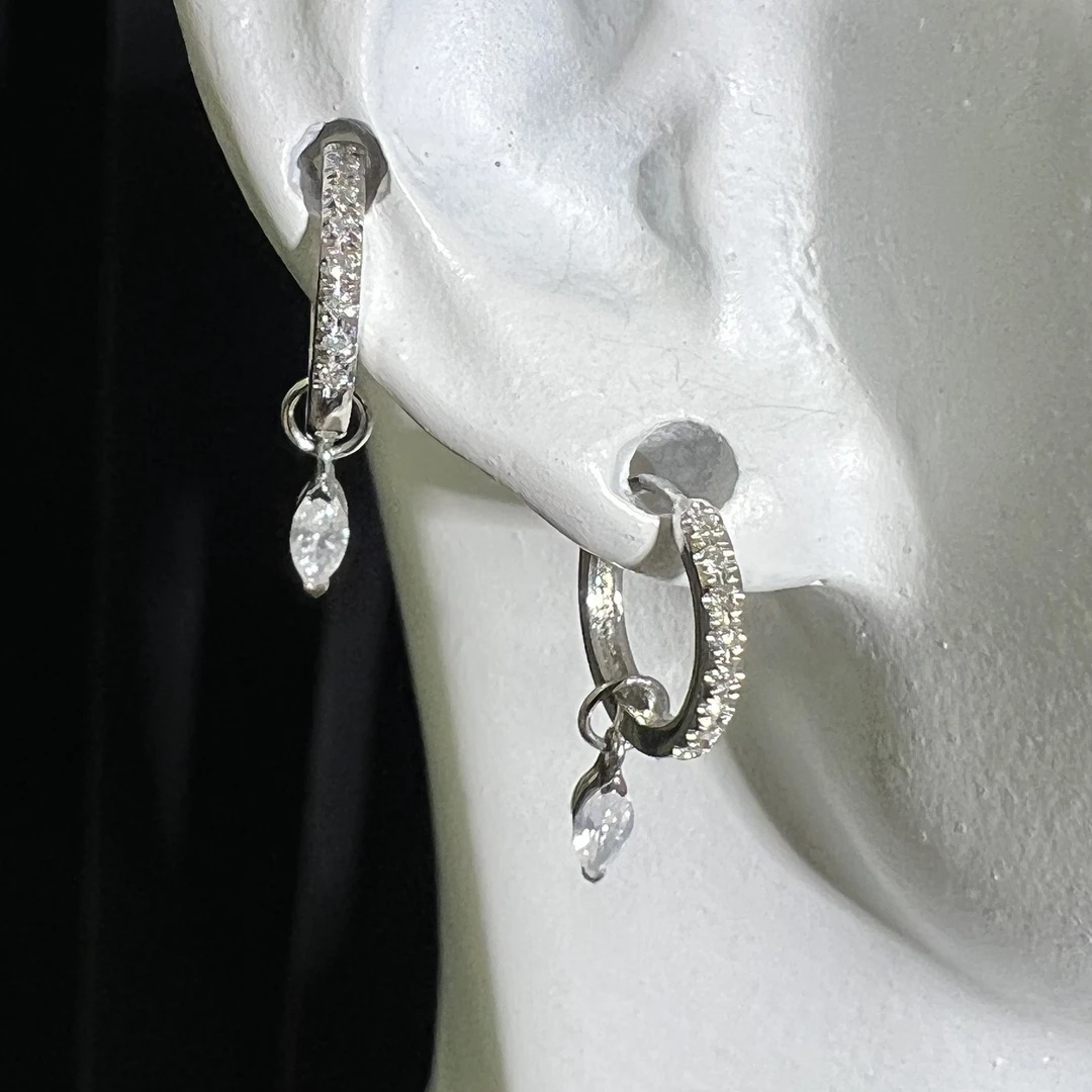 CERO【马眼耳圈】白金色轻奢气质钻石耳饰KK00202百搭