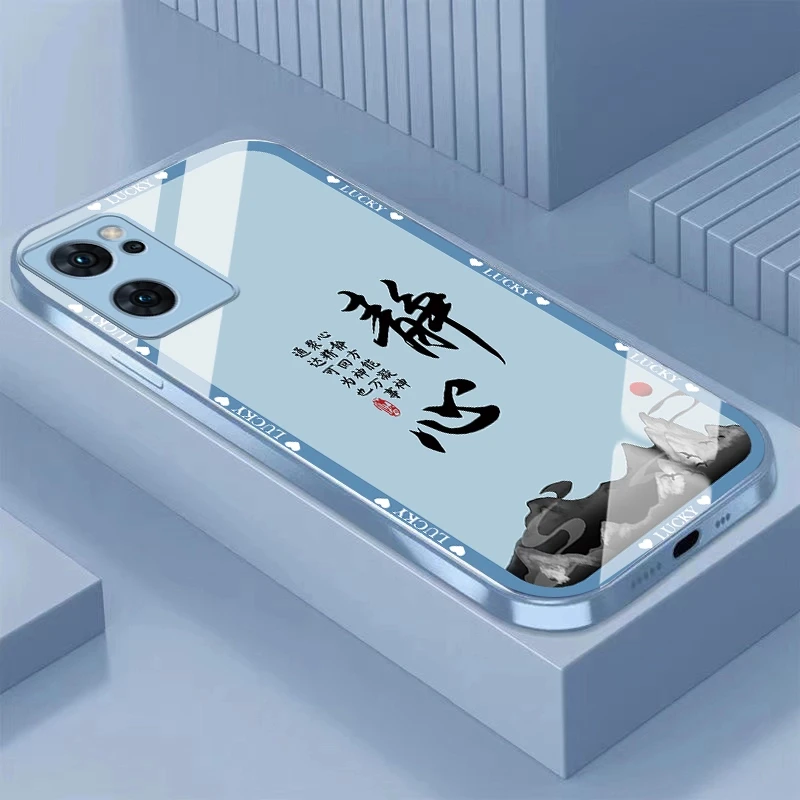 静心OPPOReno7手机壳PFJM10耐脏玻璃壳全包防摔高级感轻奢金属漆