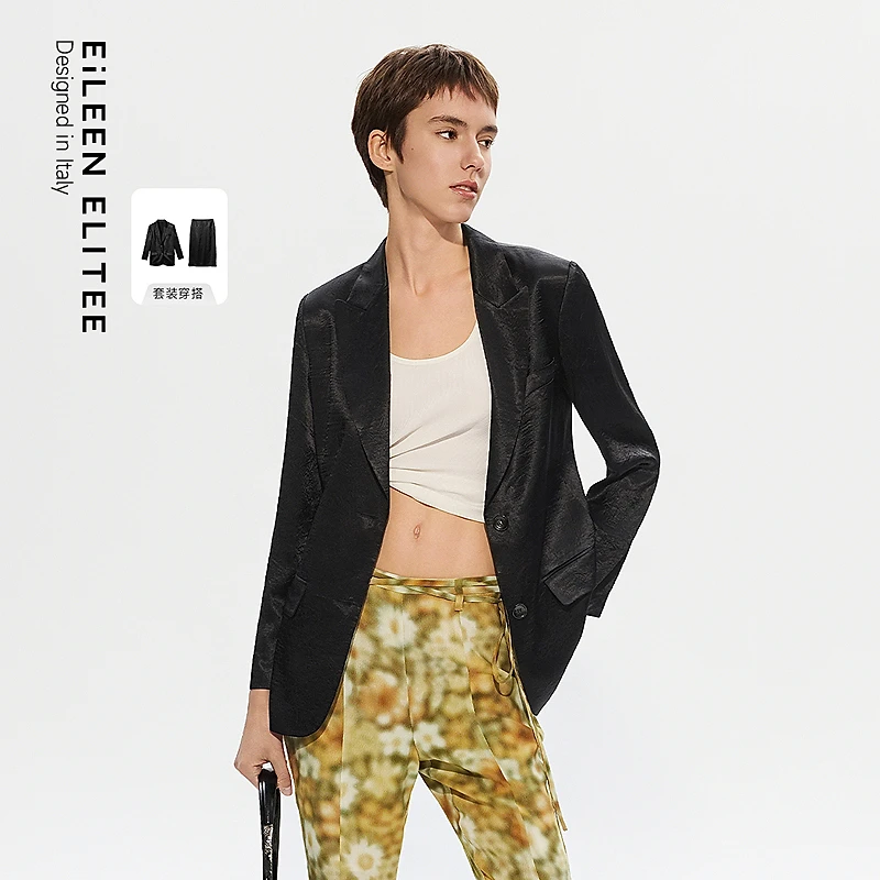 【粉丝福利】朗姿欧洲EiLEEN ELITEE醋酸西服外套黑色夏西装/半身裙
