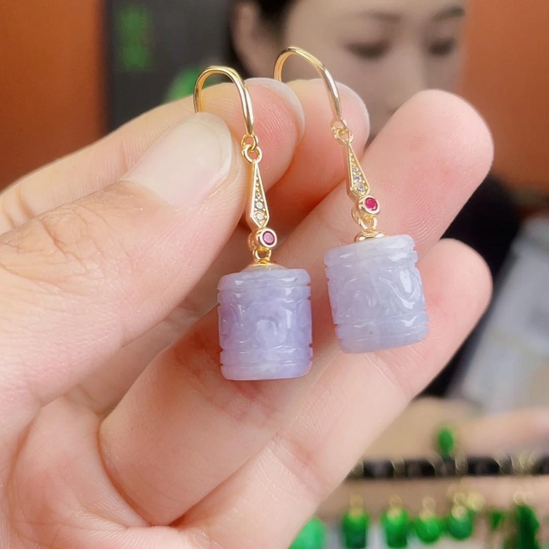 翡翠银S925镶嵌耳饰