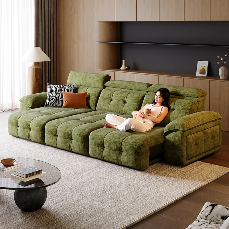 美柏【高靠劳伦斯电动沙发】伸缩电动多功能沙发床客厅轻奢布艺沙发