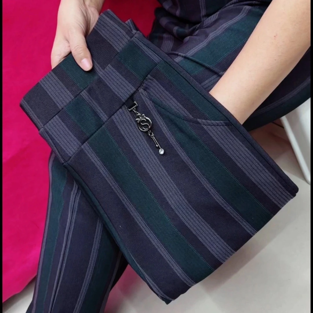 春秋中老年高腰直筒新款休闲裤妈妈弹力宽松女士高档女裤