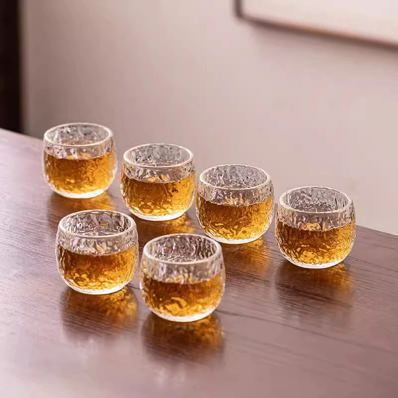 耐热玻璃透明小茶杯品茗杯家用功夫茶具套装透明水杯不烫手主人杯