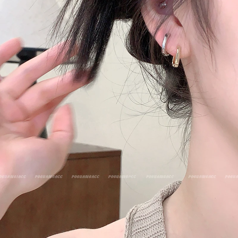 合金耳饰 EH223简约不规则金属耳环女小众设计百搭冷淡风素圈耳饰