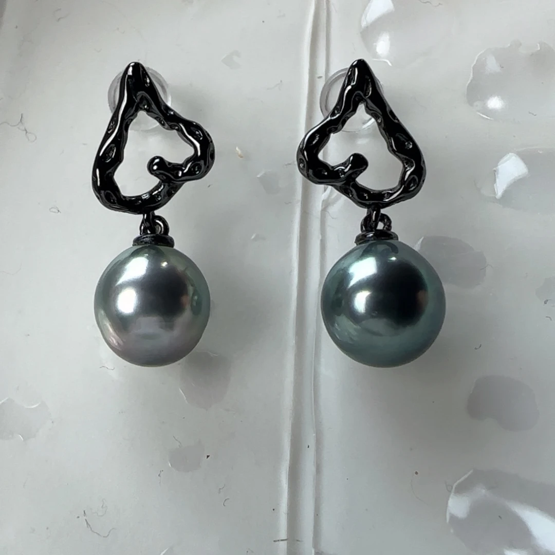 银S925镶嵌耳饰海水珍珠