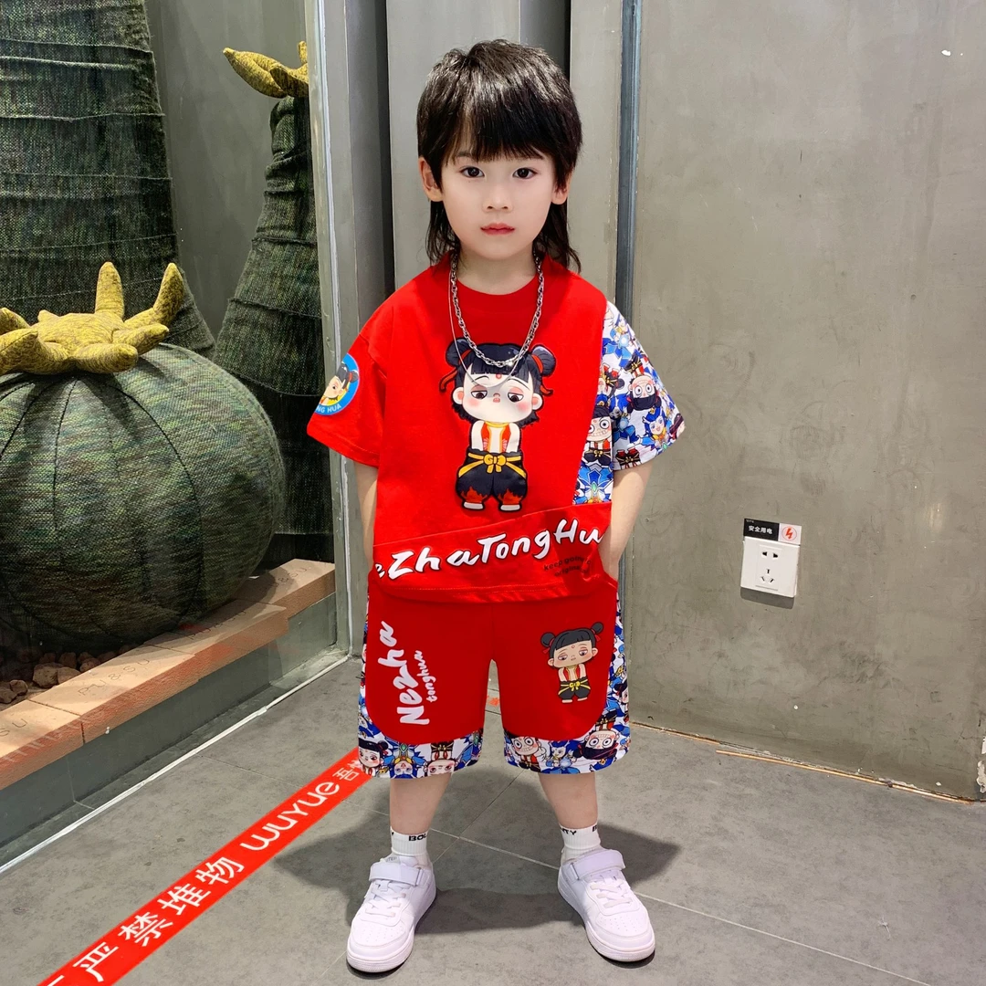 哪吒儿童服装男童夏套装2025新款短袖短裤夏季洋气小男孩休闲童装