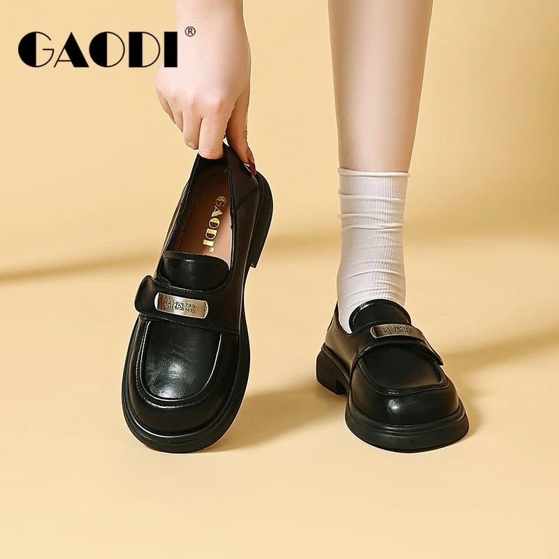 GAODI/高蒂新款单鞋乐福鞋乐福增高鞋春秋百搭皮鞋复古54310-102
