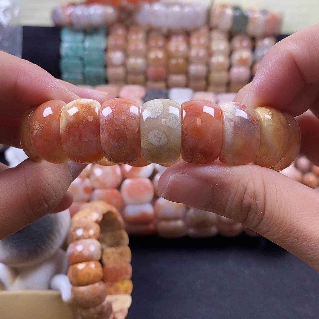 硅化珊瑚（珊瑚玉）未镶嵌手牌15