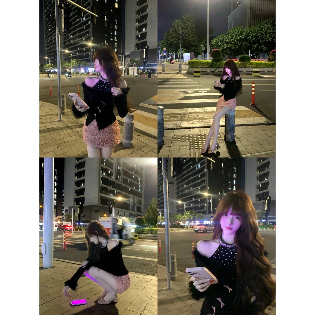 瑞茜·威瑟斯 星河秘境 秋冬纯欲风小众设计显瘦上衣短裙 R8390Y