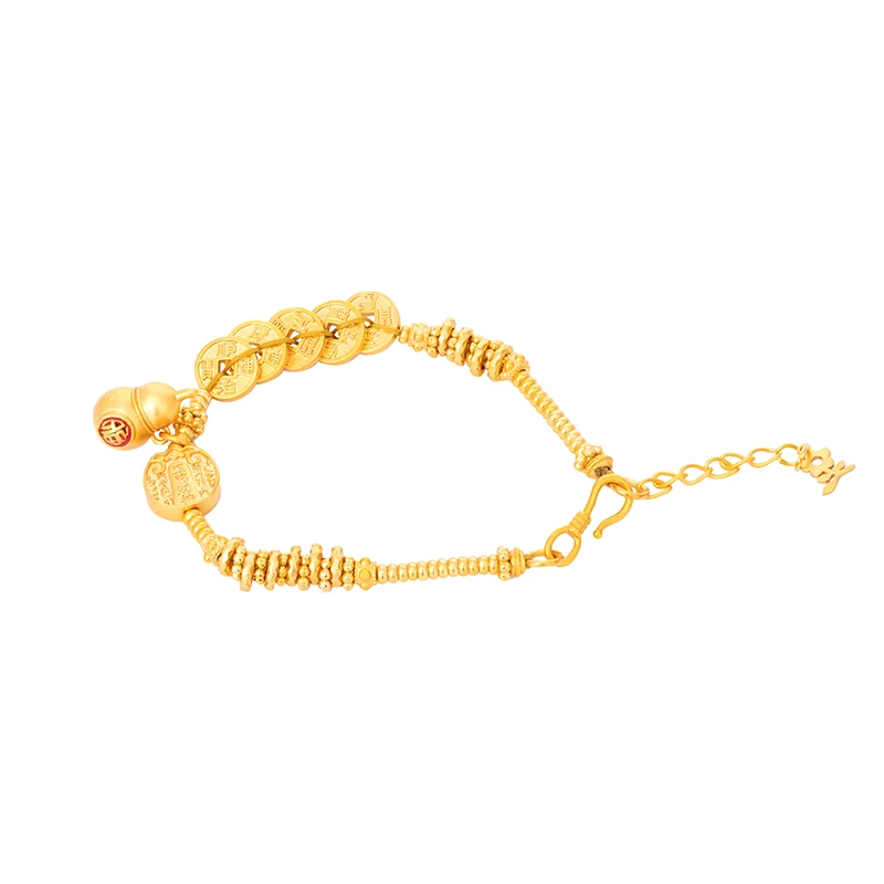 MONTAGUT梦特娇古法工艺五帝钱葫芦手链