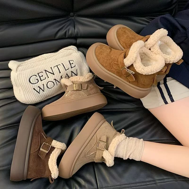 厚底雪地短靴子女冬季加绒加厚保暖2024新品勃肯鞋雪地棉鞋子外穿