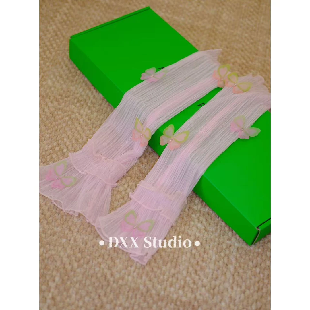 小众设计粉色系蝴蝶防晒冰袖46449