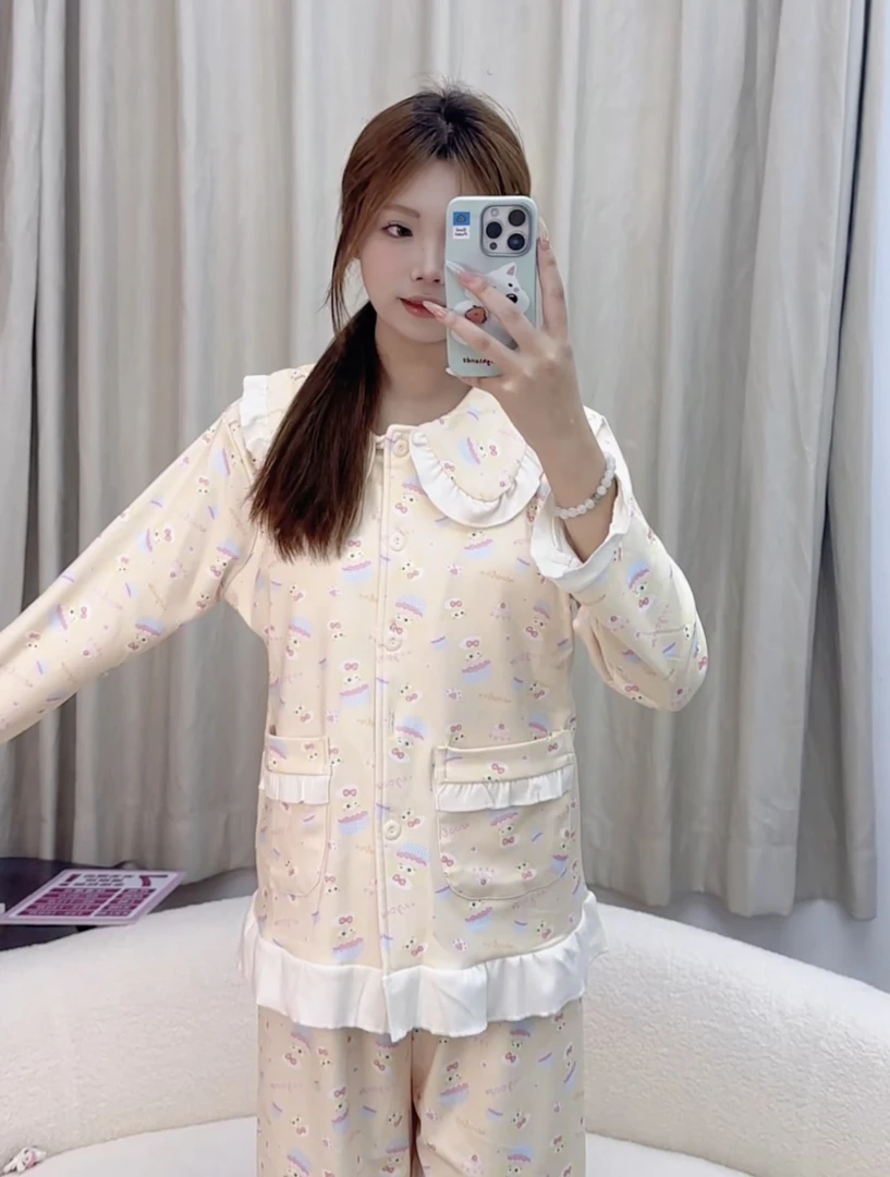 【品牌高货青仓】001-030睡衣家居服套装春秋气质长袖时尚印花