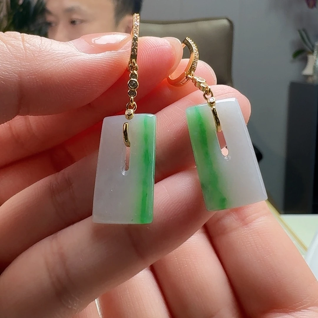 翡翠耳饰银S925镶嵌天然