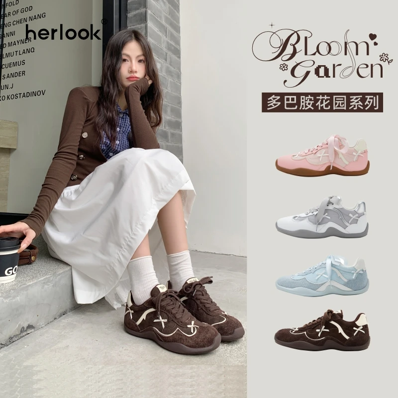 HERLOOK多巴胺花园芭蕾德训鞋女2025秋季新款甜美百搭芭蕾鞋