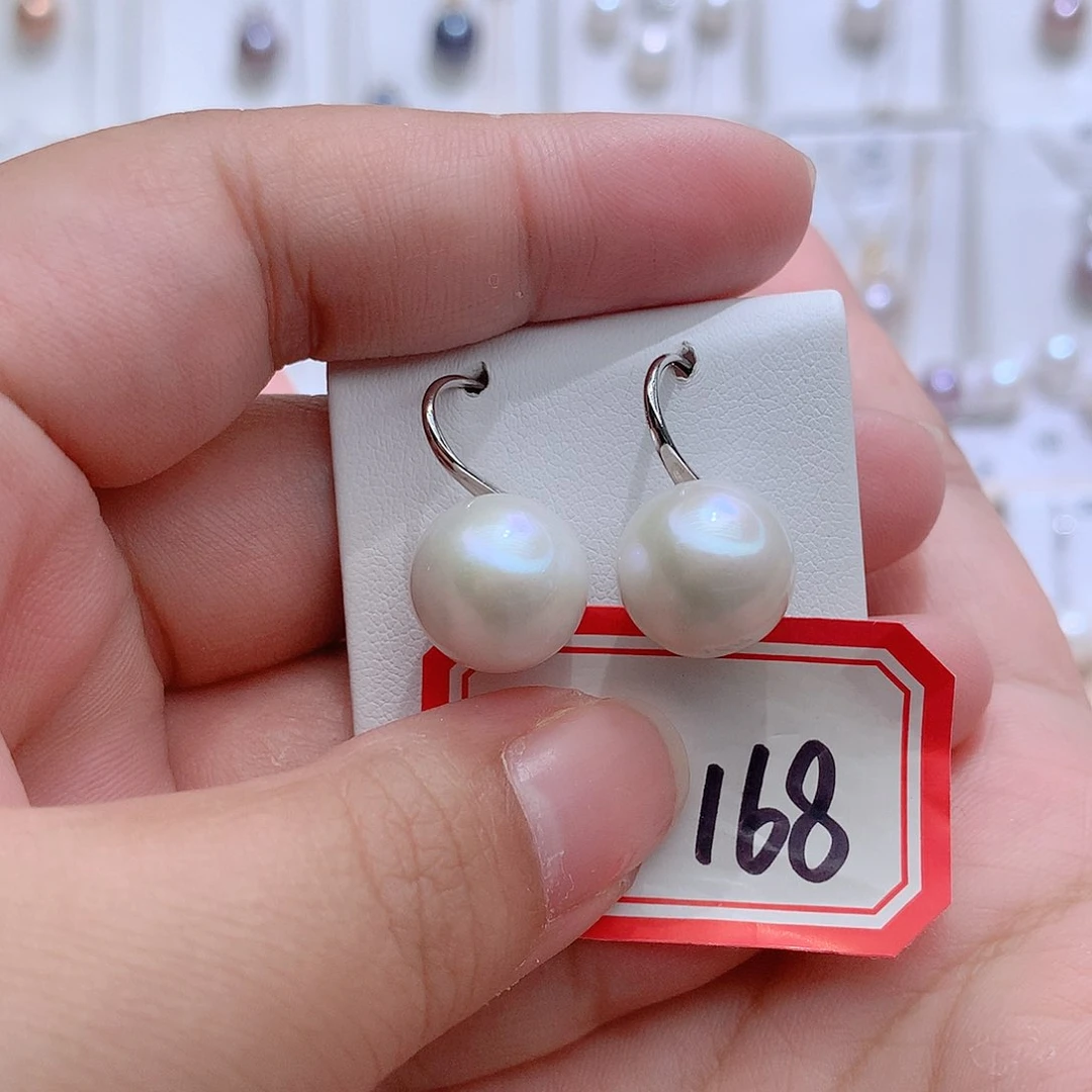 银S925镶嵌淡水珍珠耳饰CC