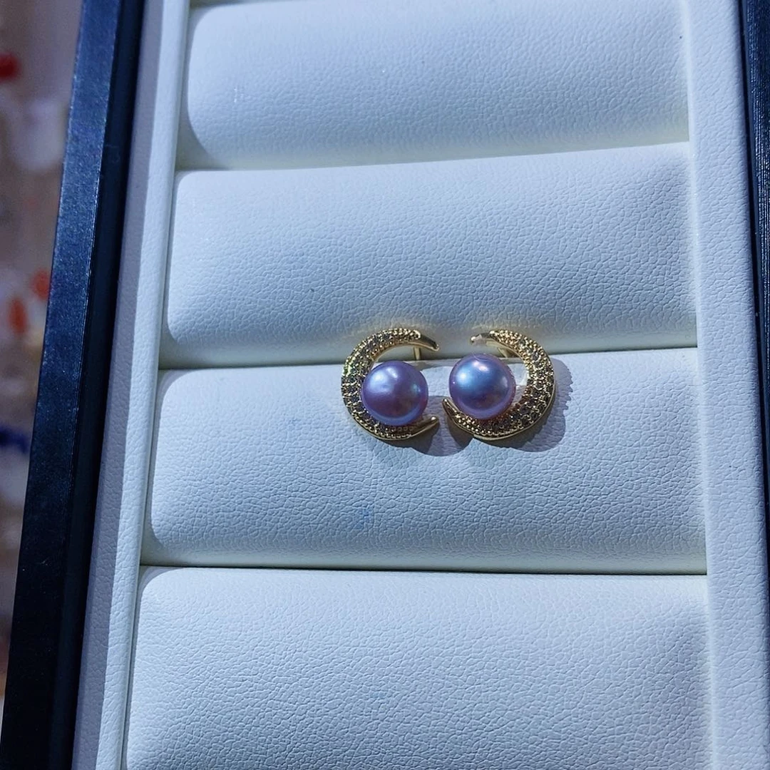 淡水珍珠耳饰银S925镶嵌