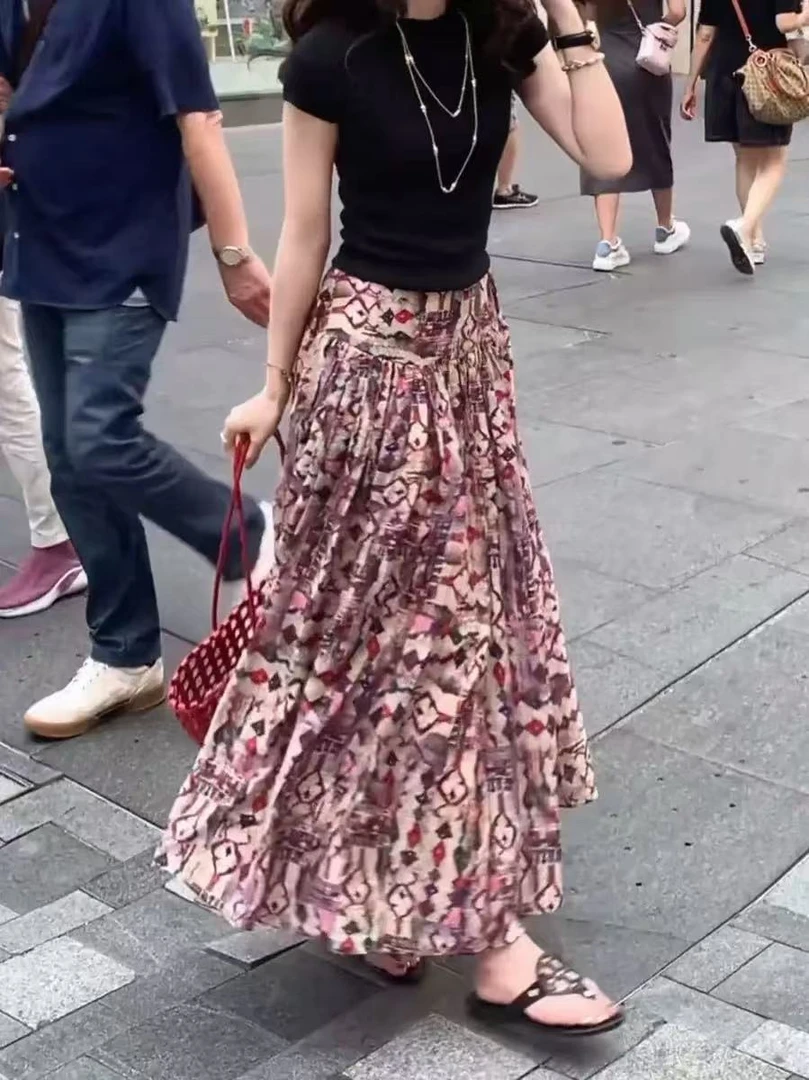 A Y1113   夏季新款2025气质显瘦小众半身A字大摆裙